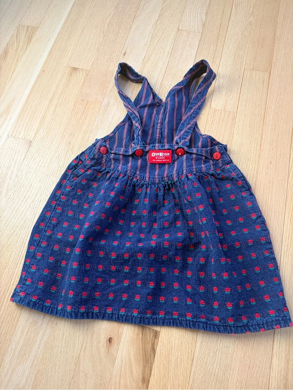 Vintage OshKosh B’Gosh Floral Corduroy Jumper Dress Size 4 Made in USA